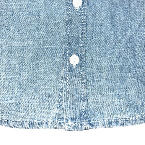 🍁3/$10 OshKosh Boys Chambray Denim Button Up Shirt Size 5T Short Sleeve Casual - Picture 6 of 10